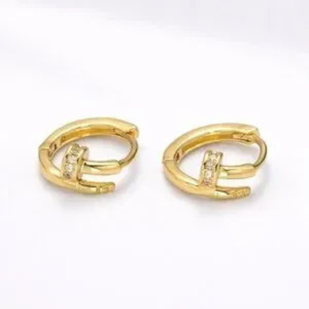 Gold Nail Huggie Earrings (4015)
